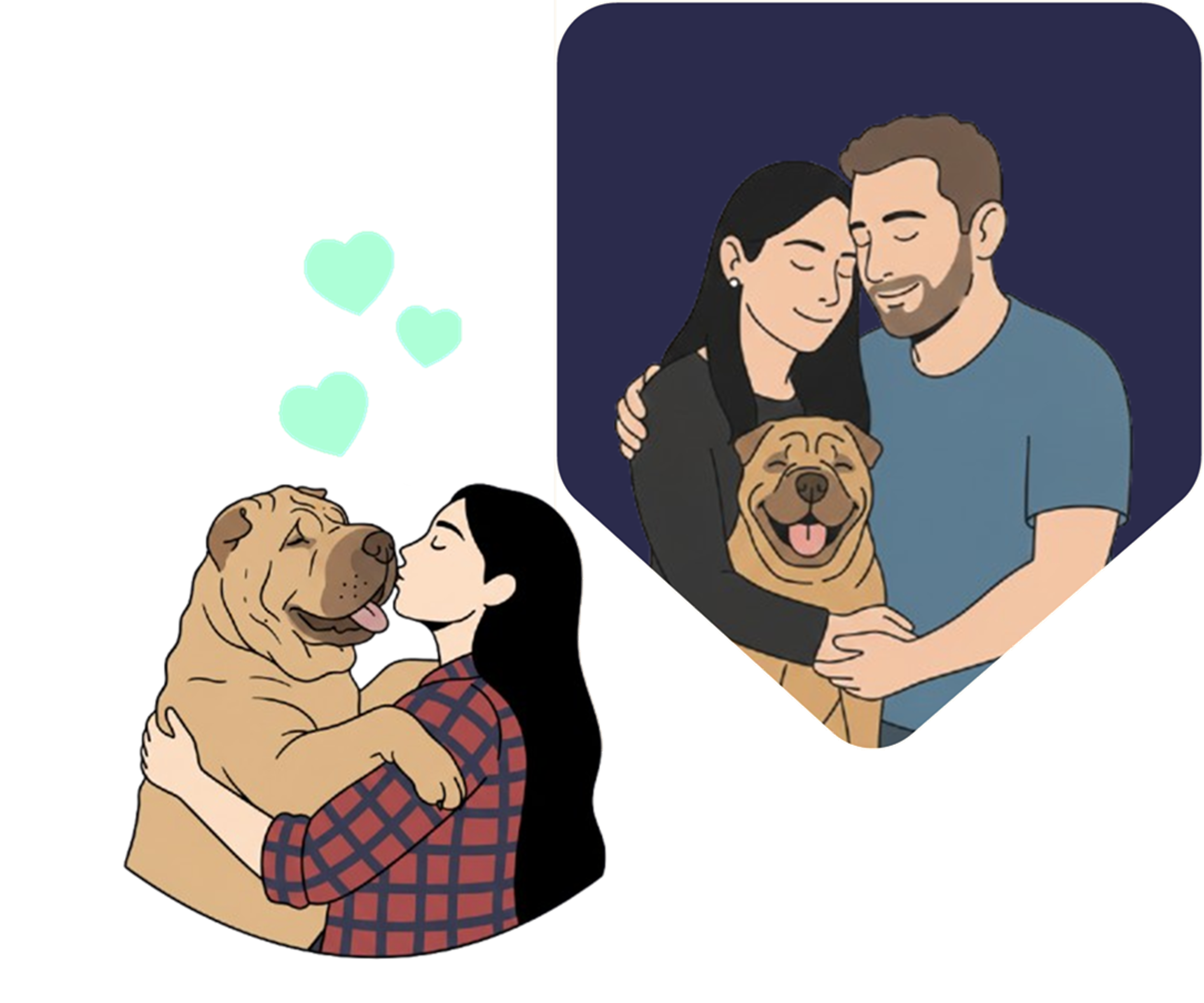 Familia cuidando a su compañero con amor